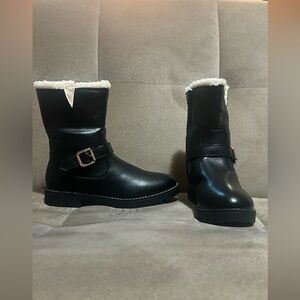 Nautica Black Faux Leather Shearling-Lined Women's Ankle Boots